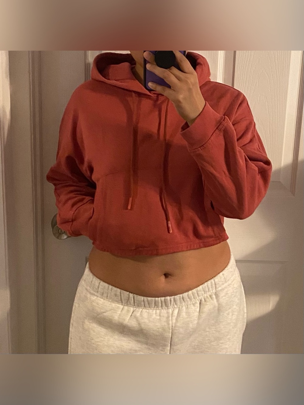 Red cropped hoodie